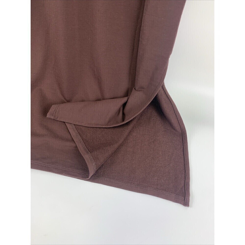Garnet Hill Turtleneck Midi Dress Brown Tencel Slit Tie Belt Knit Stretch Medium - Picture 6 of 12
